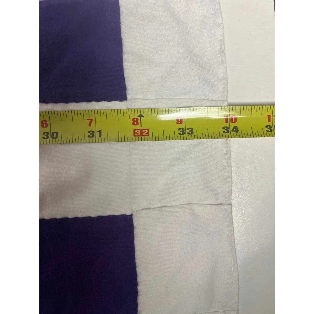 Precious Moments Gods Child Embroidered Quilt Blanket Purple White Checkered